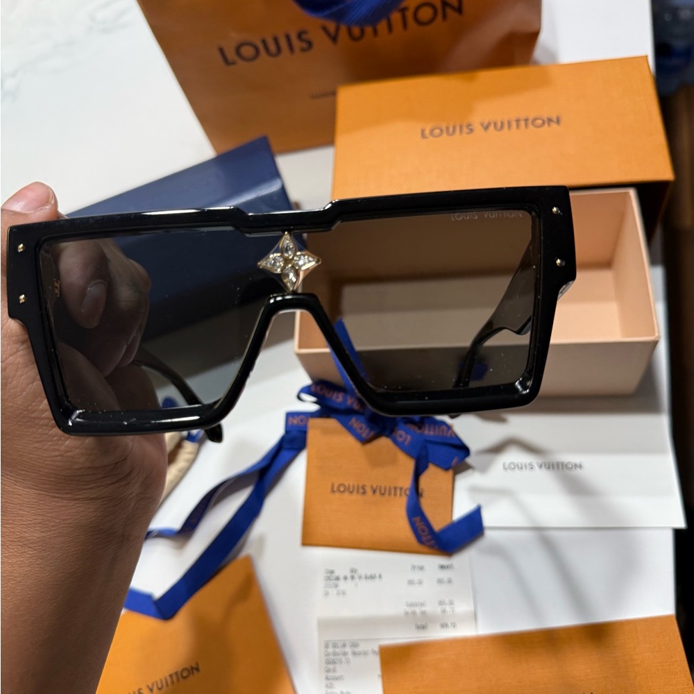 Louis Vuitton Black Sunglasses with Gold Details